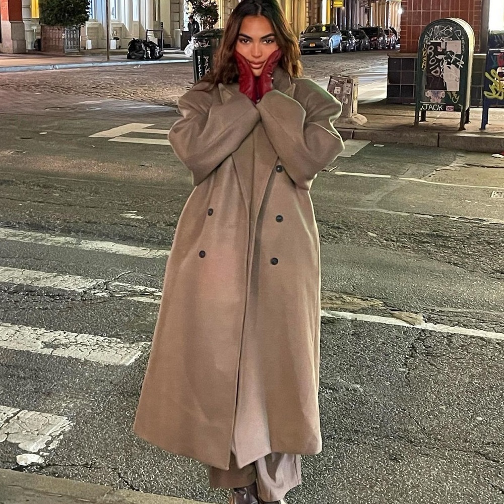 Source unknown oversized grandpa coat in latte